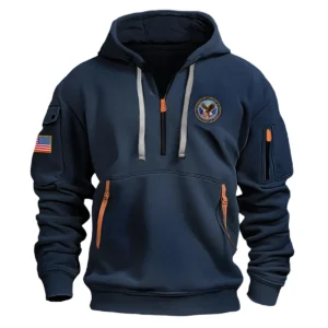 Classic Fashion U.S. Veterans Affairs Color Navy Hoodie Half Zipper