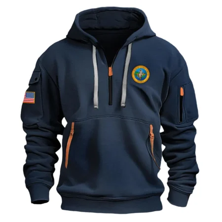 Classic Fashion U.S. Marine Corps Reverse Color Navy Hoodie Half Zipper