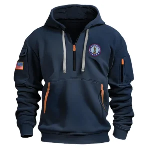 Classic Fashion U.S. National Guard Color Gray Hoodie Half Zipper