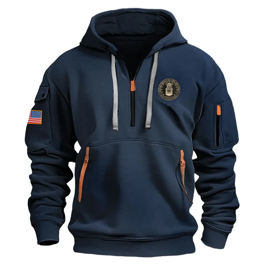 Classic Fashion U.S. Air Force Color Navy Hoodie Half Zipper