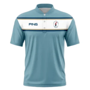 124th U.S. Open Pinehurst Golf Sport Mostly Desaturated Dark Blue Yellow Ping Vneck Polo Shirt Style Classic