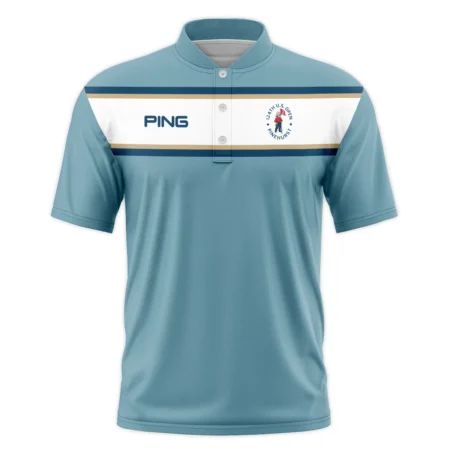 124th U.S. Open Pinehurst Golf Sport Mostly Desaturated Dark Blue Yellow Ping Style Classic, Short Sleeve Round Neck Polo Shirt