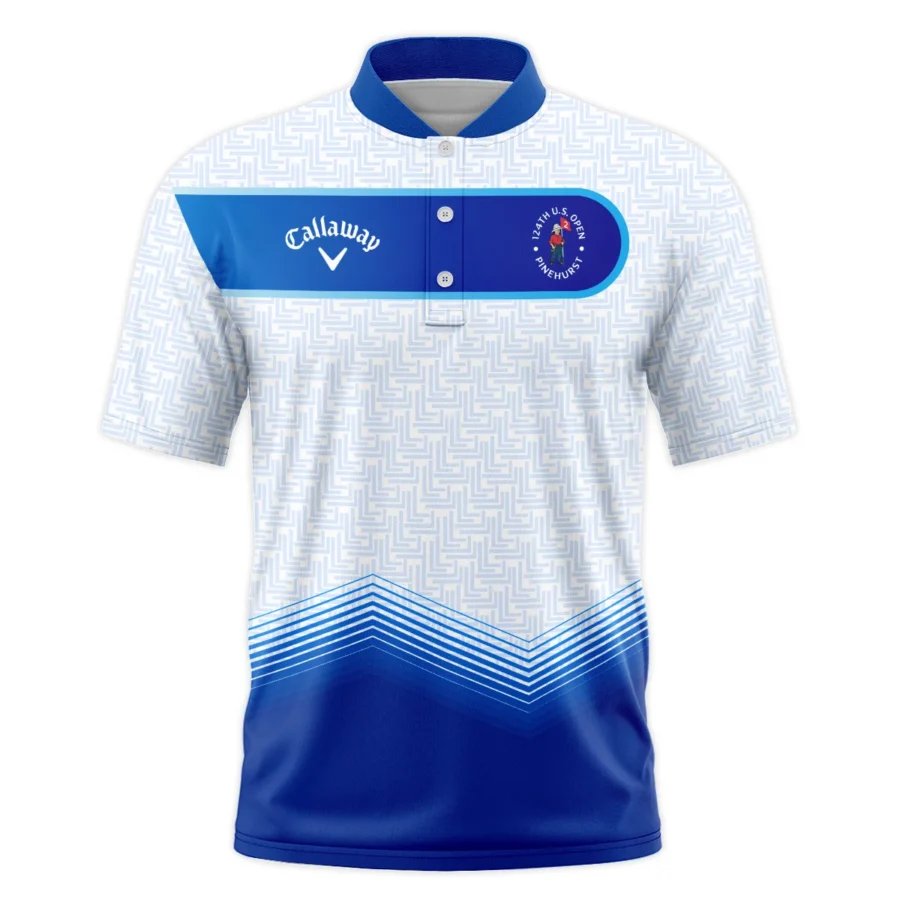 124th U.S. Open Pinehurst Blue Gradient Pattern White  Callaway Style Classic, Short Sleeve Round Neck Polo Shirt