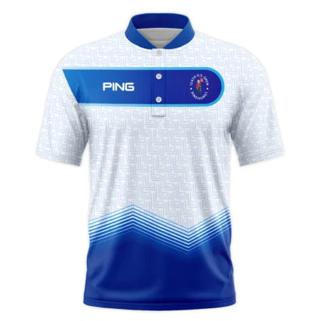 124th U.S. Open Pinehurst Blue Gradient Pattern White  Ping Style Classic, Short Sleeve Round Neck Polo Shirt