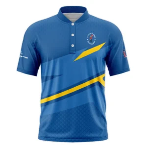 Cobra Golf 124th U.S. Open Pinehurst Blue Yellow Mix Pattern Quarter-Zip Polo Shirt