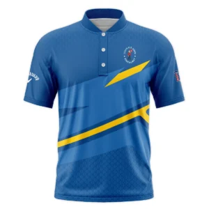 Callaway 124th U.S. Open Pinehurst Blue Yellow Mix Pattern Vneck Polo Shirt Style Classic