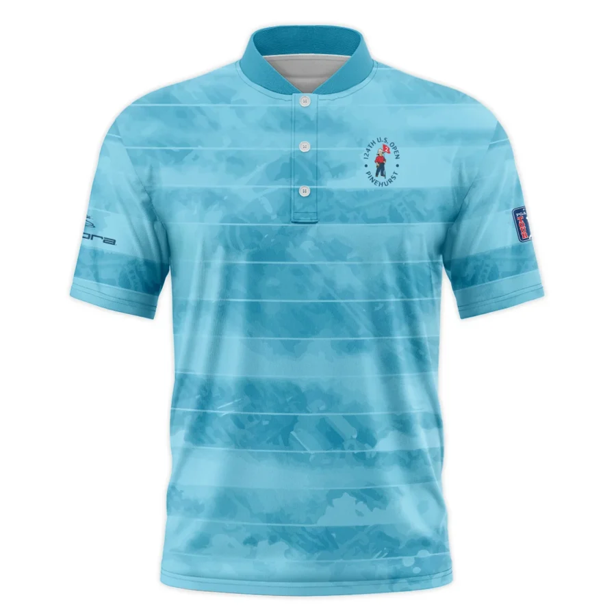 Cobra Golf 124th U.S. Open Pinehurst Blue Abstract Background Line Style Classic, Short Sleeve Round Neck Polo Shirt