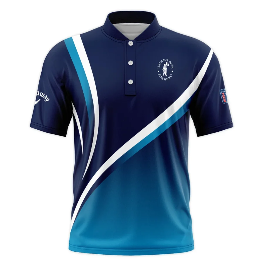 Callaway 124th U.S. Open Pinehurst Dark Blue Gradient Abstract White Background  Style Classic, Short Sleeve Round Neck Polo Shirt