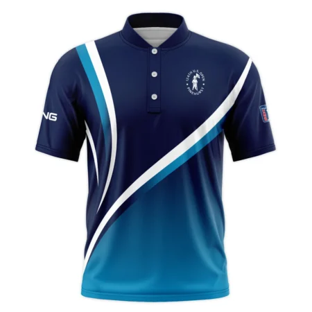 Ping 124th U.S. Open Pinehurst Dark Blue Gradient Abstract White Background  Style Classic, Short Sleeve Round Neck Polo Shirt