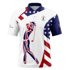 124th U.S. Open Pinehurst Cobra Golf  Blue Red Golf Pattern White Flag Quarter-Zip Polo Shirt