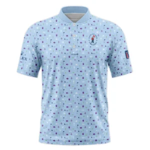 124th U.S. Open Pinehurst Rolex  Golf Icons Pattern Light Blue Vneck Polo Shirt Style Classic