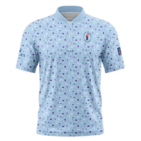 124th U.S. Open Pinehurst Rolex  Golf Icons Pattern Light Blue Style Classic, Short Sleeve Round Neck Polo Shirt