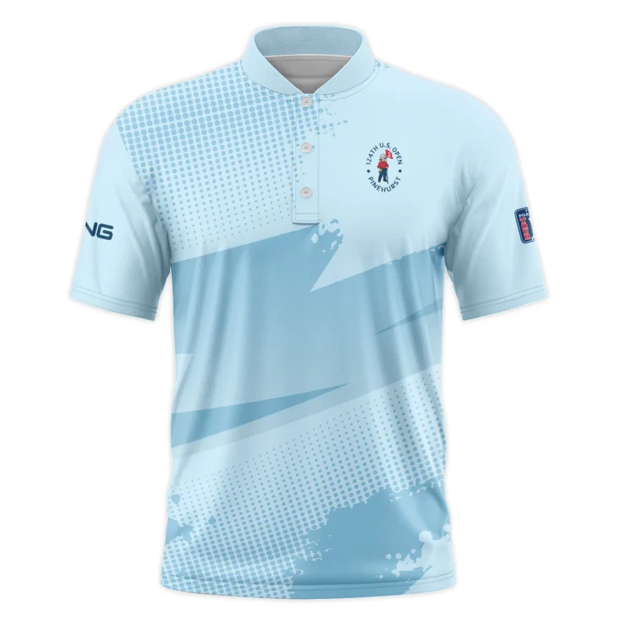 124th U.S. Open Pinehurst Ping Light Blue Backgound Style Classic, Short Sleeve Round Neck Polo Shirt