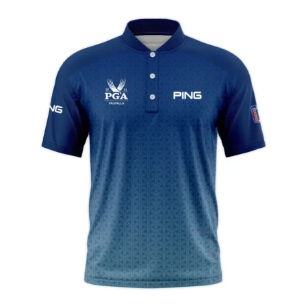 Golf Sport Pattern Blue Sport Uniform 2024 PGA Championship Valhalla Ping Style Classic, Short Sleeve Round Neck Polo Shirt