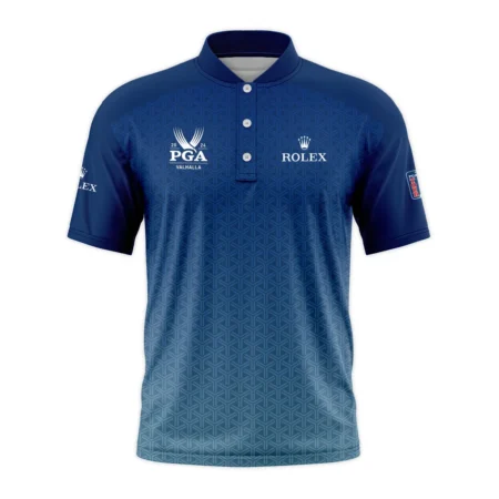 Golf Sport Pattern Blue Sport Uniform 2024 PGA Championship Valhalla Rolex Style Classic, Short Sleeve Round Neck Polo Shirt