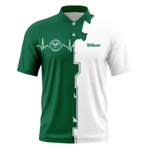 Tennis Love Green Color Wimbledon Championships Champions Wilson Performance Quarter-Zip Polo Shirt