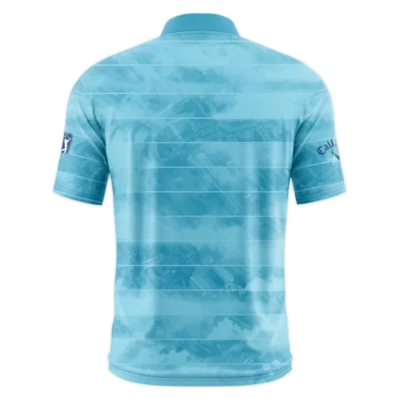 Callaway 124th U.S. Open Pinehurst Blue Abstract Background Line Style Classic, Short Sleeve Round Neck Polo Shirt