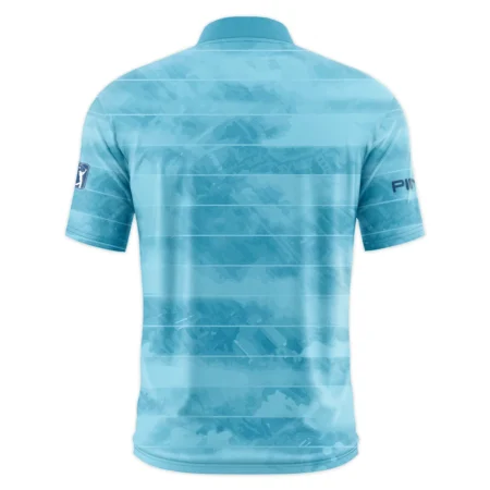 Ping 124th U.S. Open Pinehurst Blue Abstract Background Line Style Classic, Short Sleeve Round Neck Polo Shirt