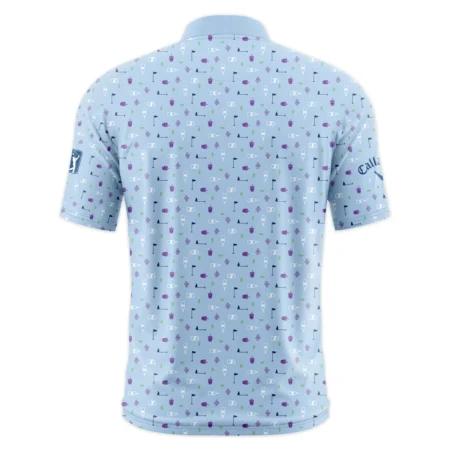 124th U.S. Open Pinehurst Callaway Golf Icons Pattern Light Blue Style Classic, Short Sleeve Round Neck Polo Shirt