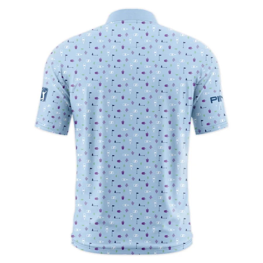 124th U.S. Open Pinehurst Ping Golf Icons Pattern Light Blue Style Classic, Short Sleeve Round Neck Polo Shirt