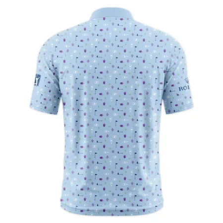 124th U.S. Open Pinehurst Rolex  Golf Icons Pattern Light Blue Style Classic, Short Sleeve Round Neck Polo Shirt