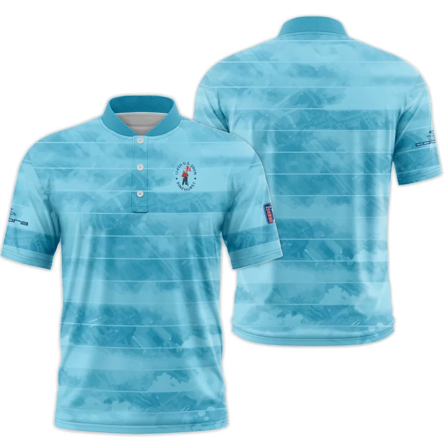 Cobra Golf 124th U.S. Open Pinehurst Blue Abstract Background Line Style Classic, Short Sleeve Round Neck Polo Shirt