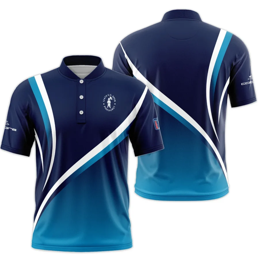 Cobra Golf 124th U.S. Open Pinehurst Dark Blue Gradient Abstract White Background  Style Classic, Short Sleeve Round Neck Polo Shirt