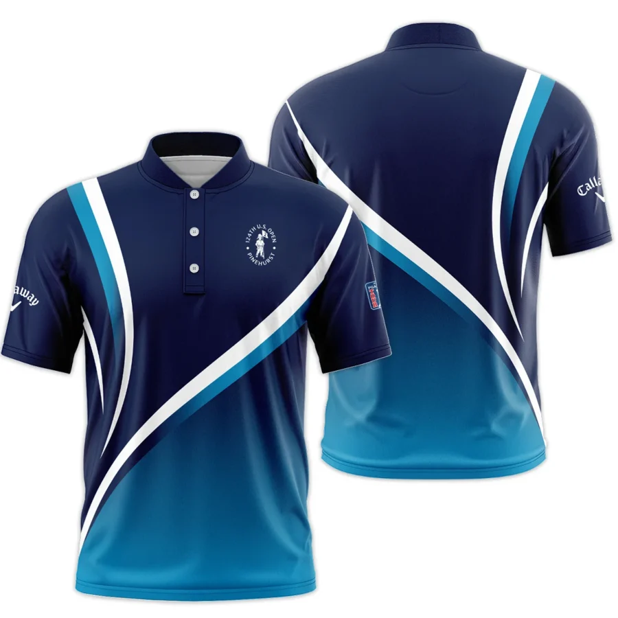 Callaway 124th U.S. Open Pinehurst Dark Blue Gradient Abstract White Background  Style Classic, Short Sleeve Round Neck Polo Shirt