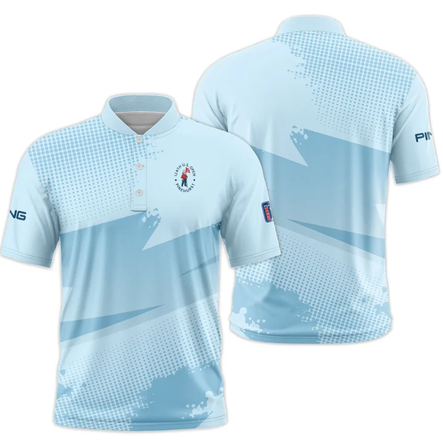 124th U.S. Open Pinehurst Ping Light Blue Backgound Style Classic, Short Sleeve Round Neck Polo Shirt