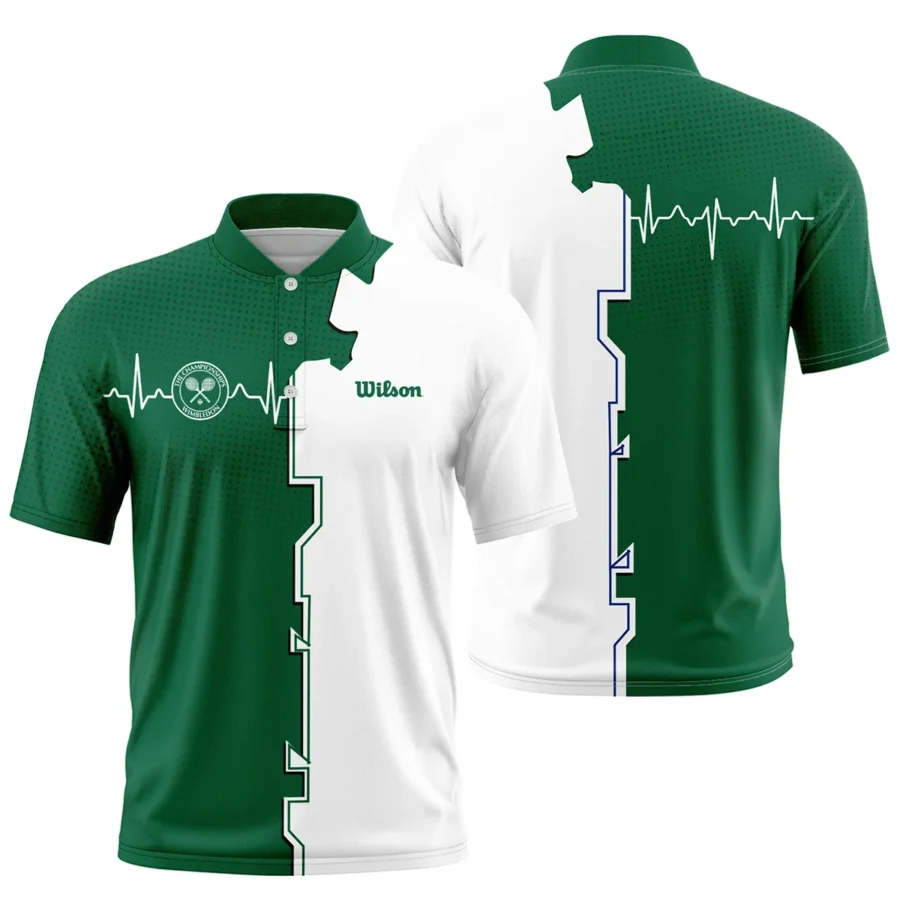 Tennis Love Green Color Wimbledon Championships Champions Wilson Performance Round Neck Polo Shirt