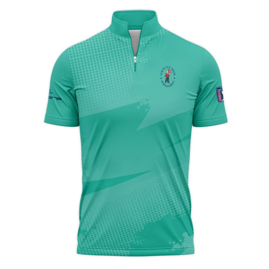 Golf Sport Pattern Green Mix Color 124th U.S. Open Pinehurst Cobra Golf Quarter-Zip Polo Shirt