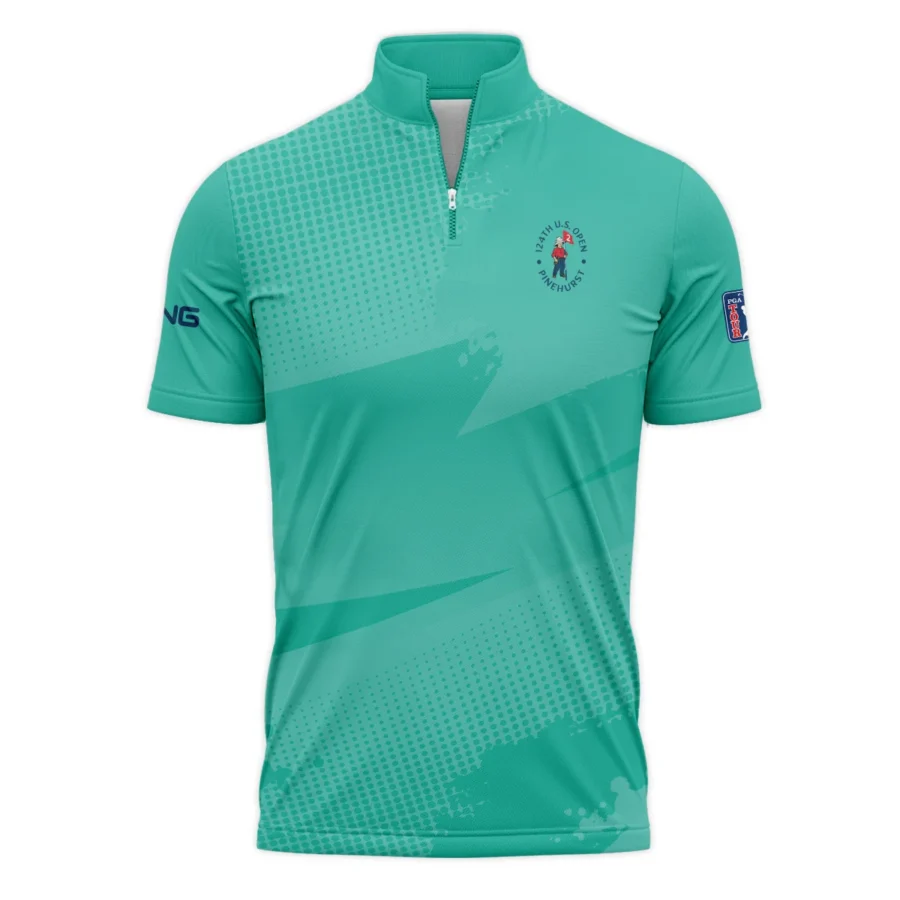 Golf Sport Pattern Green Mix Color 124th U.S. Open Pinehurst Ping Quarter-Zip Polo Shirt