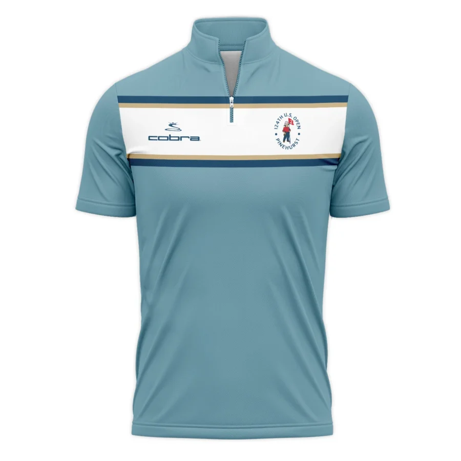 124th U.S. Open Pinehurst Golf Sport Mostly Desaturated Dark Blue Yellow Cobra Golf Quarter-Zip Polo Shirt