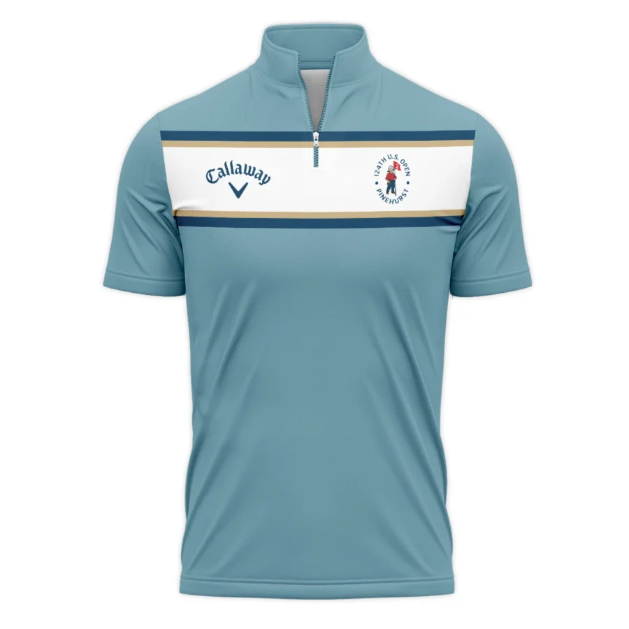 124th U.S. Open Pinehurst Golf Sport Mostly Desaturated Dark Blue Yellow Callaway Quarter-Zip Polo Shirt