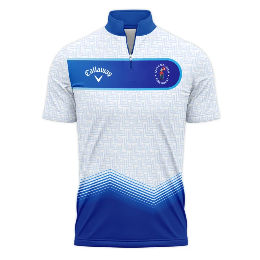 124th U.S. Open Pinehurst Blue Gradient Pattern White  Callaway Quarter-Zip Polo Shirt