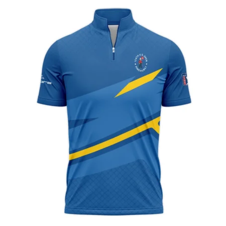 Cobra Golf 124th U.S. Open Pinehurst Blue Yellow Mix Pattern Quarter-Zip Polo Shirt