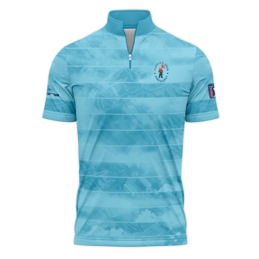 Cobra Golf 124th U.S. Open Pinehurst Blue Abstract Background Line Quarter-Zip Polo Shirt