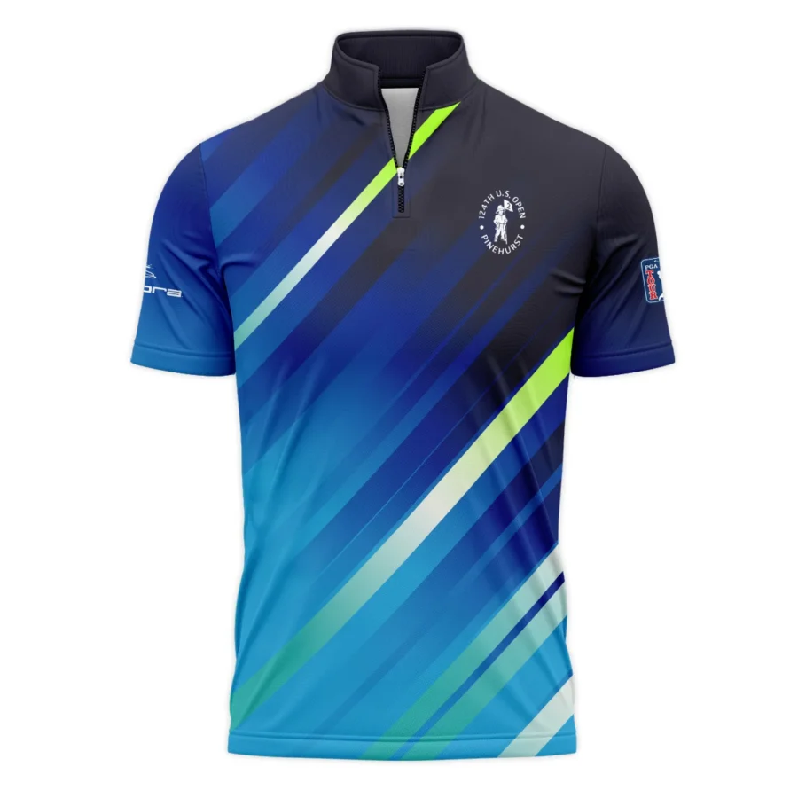 Cobra Golf 124th U.S. Open Pinehurst Green Dark Blue Gradient Abstract Yellow Quarter-Zip Polo Shirt