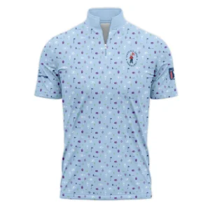 124th U.S. Open Pinehurst Cobra Golf  Golf Icons Pattern Light Blue Style Classic, Short Sleeve Round Neck Polo Shirt