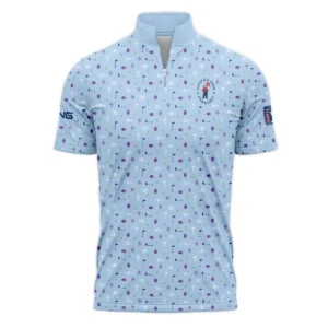 124th U.S. Open Pinehurst Ping Golf Icons Pattern Light Blue Style Classic, Short Sleeve Round Neck Polo Shirt