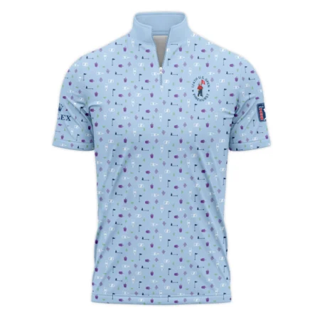 124th U.S. Open Pinehurst Rolex  Golf Icons Pattern Light Blue Quarter-Zip Polo Shirt