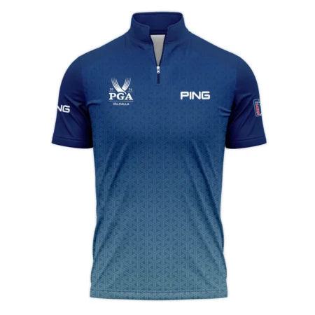 Golf Sport Pattern Blue Sport Uniform 2024 PGA Championship Valhalla Ping Quarter-Zip Polo Shirt