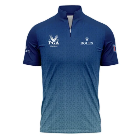 Golf Sport Pattern Blue Sport Uniform 2024 PGA Championship Valhalla Rolex Quarter-Zip Polo Shirt