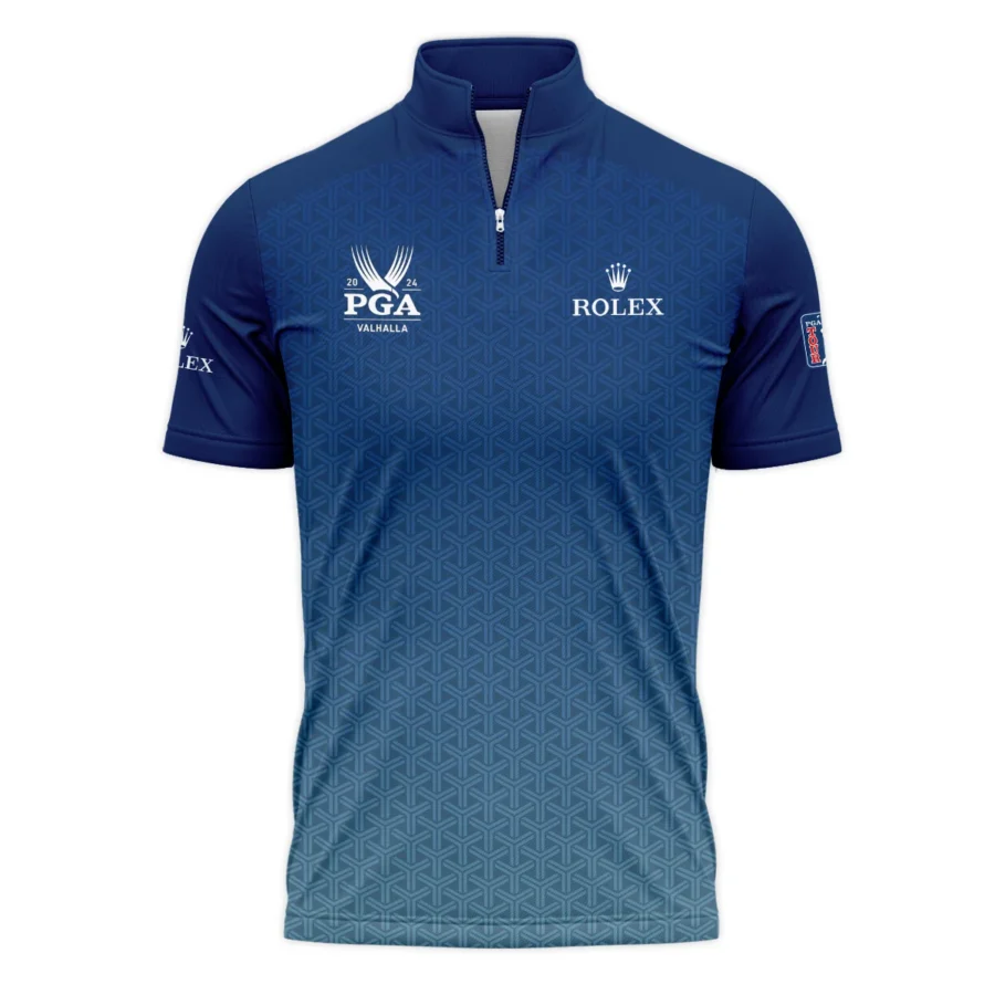 Golf Sport Pattern Blue Sport Uniform 2024 PGA Championship Valhalla Rolex Quarter-Zip Polo Shirt