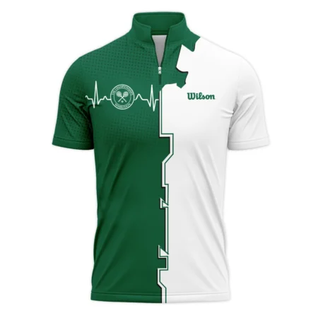 Tennis Love Green Color Wimbledon Championships Champions Wilson Performance Quarter-Zip Polo Shirt