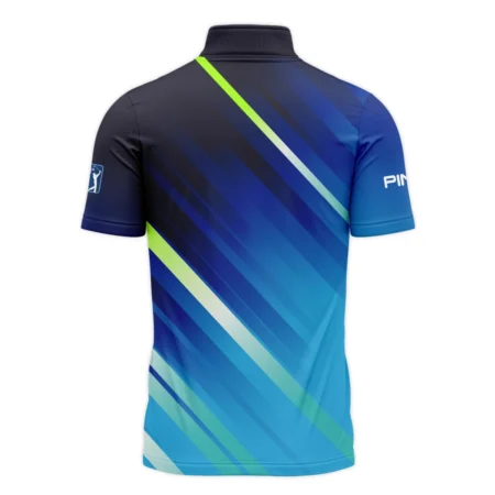 Ping 124th U.S. Open Pinehurst Green Dark Blue Gradient Abstract Yellow Quarter-Zip Polo Shirt