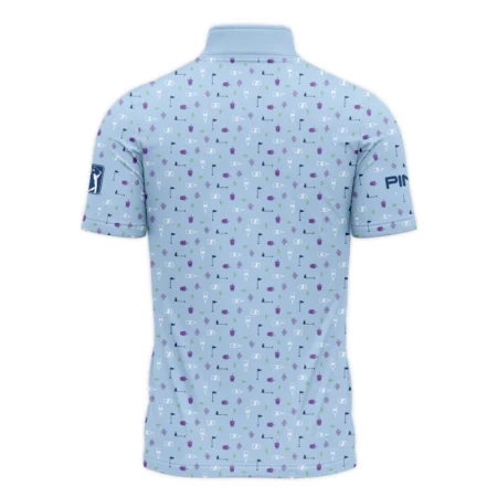 124th U.S. Open Pinehurst Ping Golf Icons Pattern Light Blue Quarter-Zip Polo Shirt