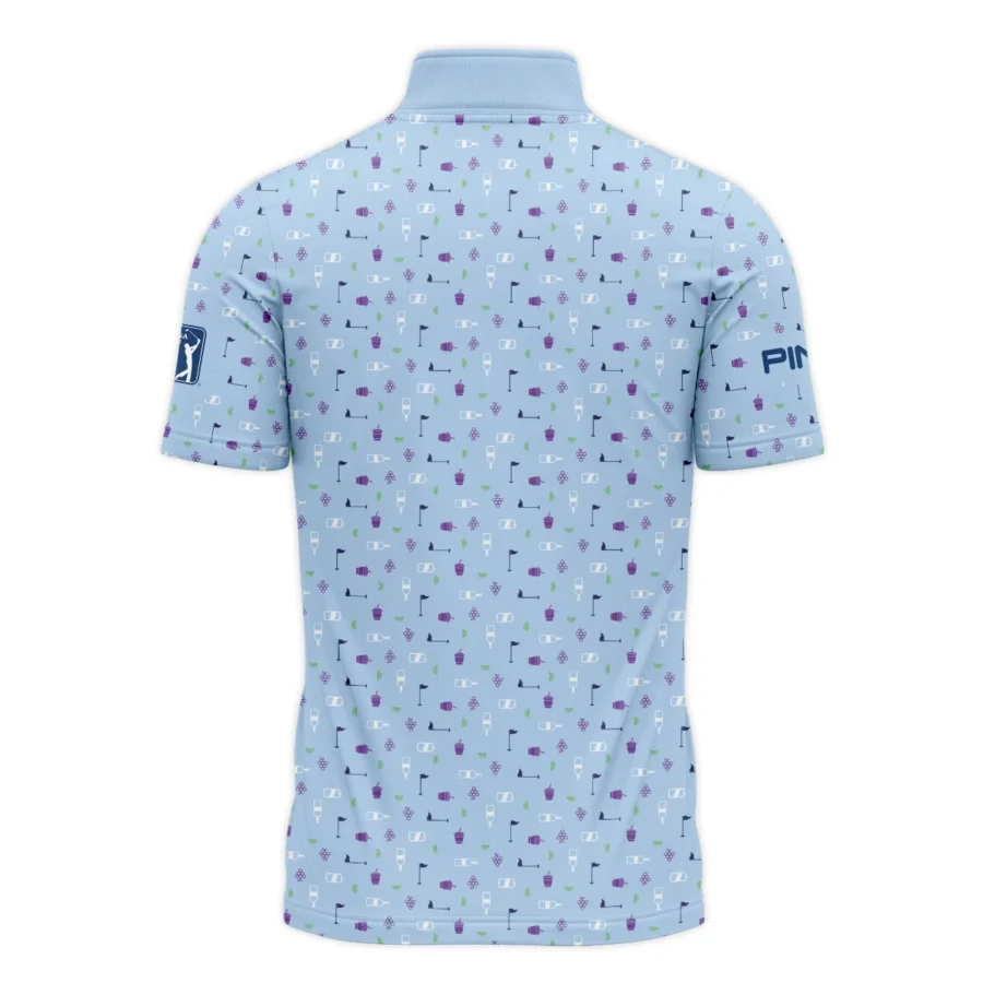 124th U.S. Open Pinehurst Ping Golf Icons Pattern Light Blue Quarter-Zip Polo Shirt