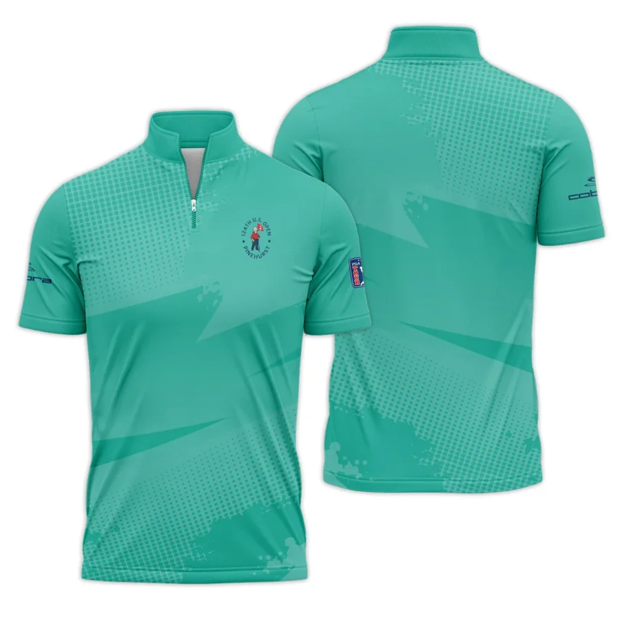 Golf Sport Pattern Green Mix Color 124th U.S. Open Pinehurst Cobra Golf Quarter-Zip Polo Shirt