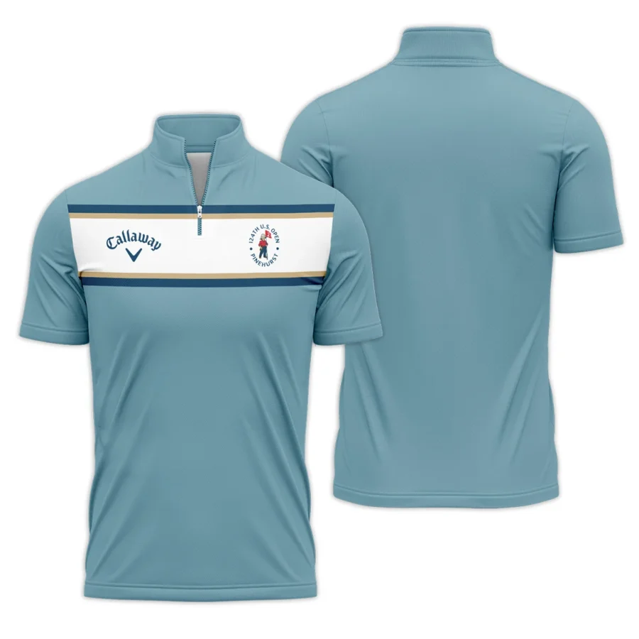 124th U.S. Open Pinehurst Golf Sport Mostly Desaturated Dark Blue Yellow Callaway Quarter-Zip Polo Shirt